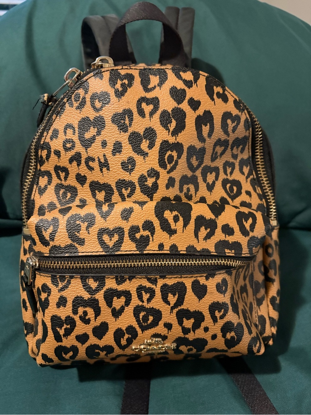 Coach Leopard-Print Mini Backpack in Tan and Black